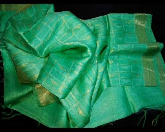 Green - Linen Silk Sarees