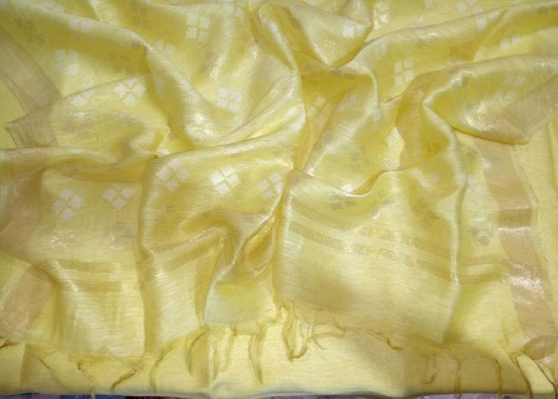 Yellow - Linen Silk Sarees