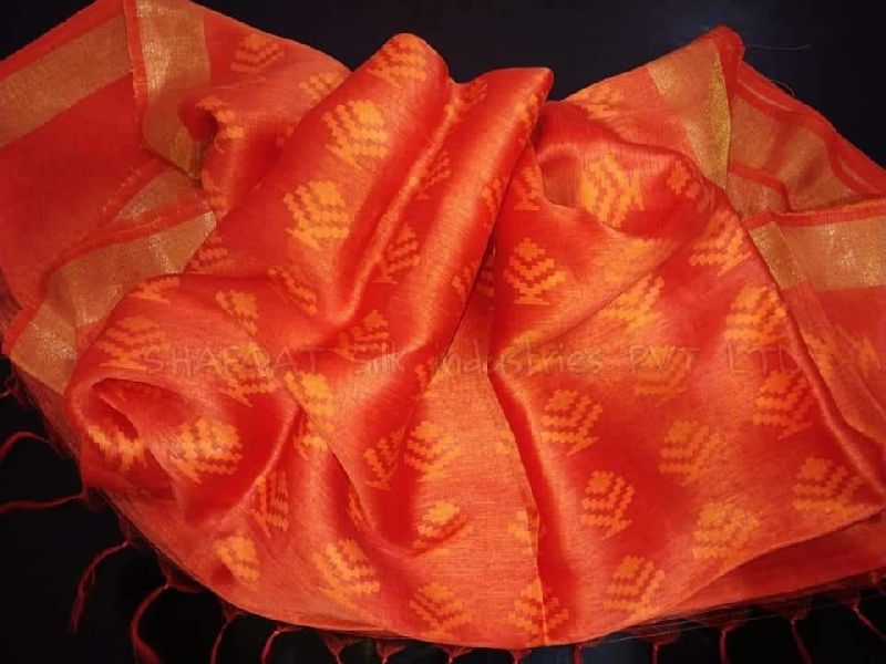 Orange - Linen Silk Sarees