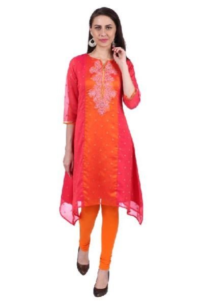 Shwetambara Poly Georgette Embroidered Pink Kurti 01