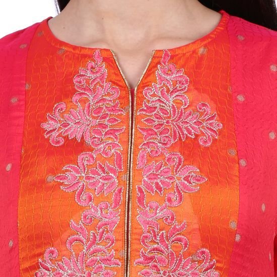 Shwetambara Poly Georgette Embroidered Pink Kurti 05