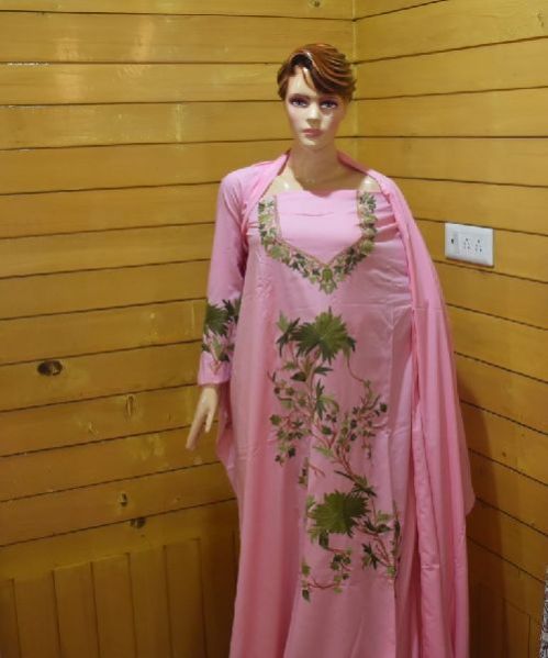 Pink Kashmiri Embroidered Unstitched Suit Fabric 01