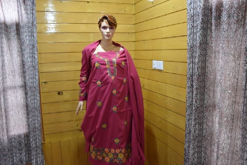Pink Kashmiri Embroidered Unstitched Suit Fabric 03