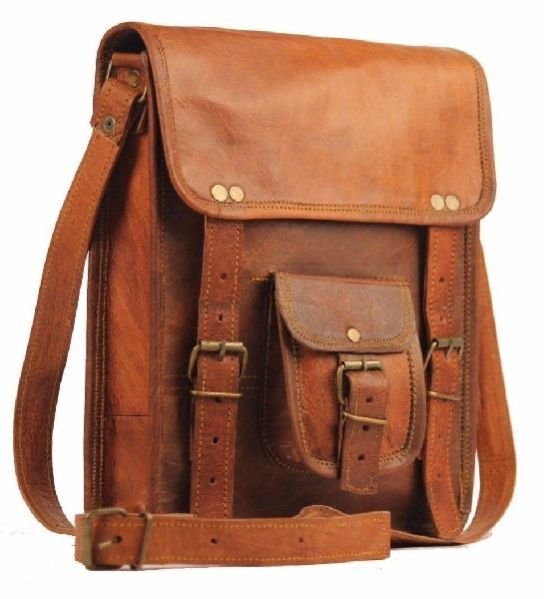 Handmade Leather Messenger Laptop Crossbody Bag