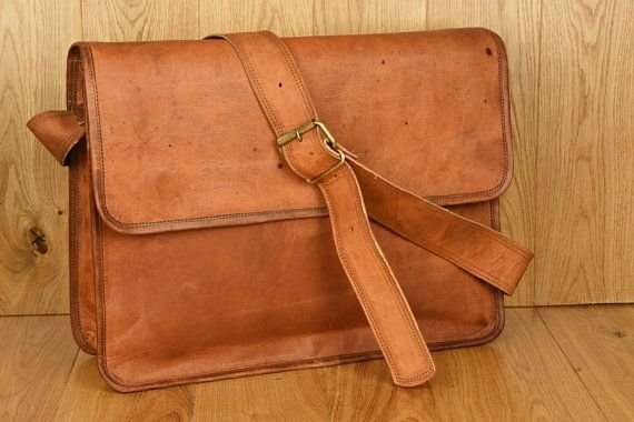 Handmade Leather Messenger Laptop Shoulder School Bag