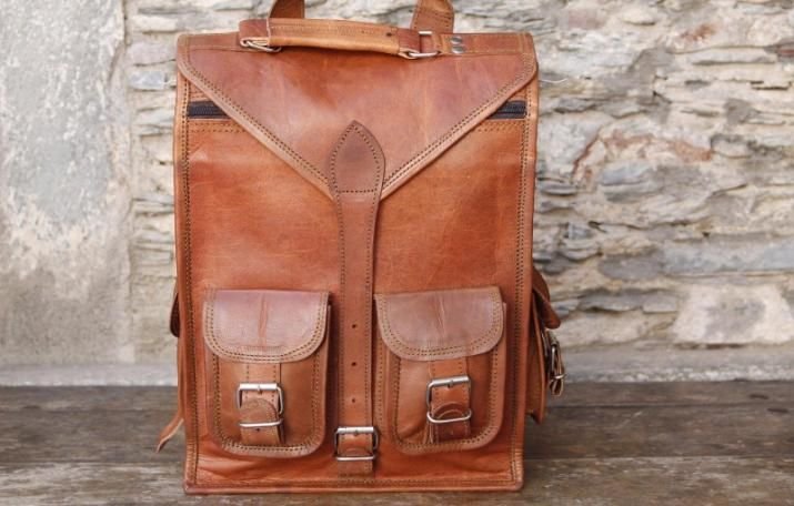 Handmade Leather Rucksack Backpack 2 IN 1 Bag