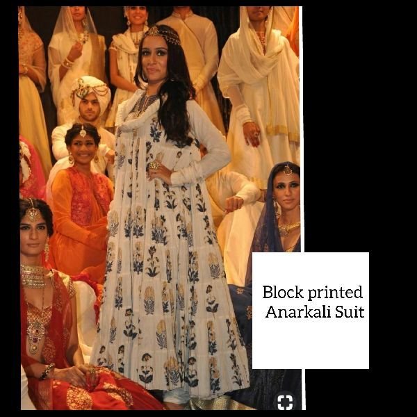 block print anarkali