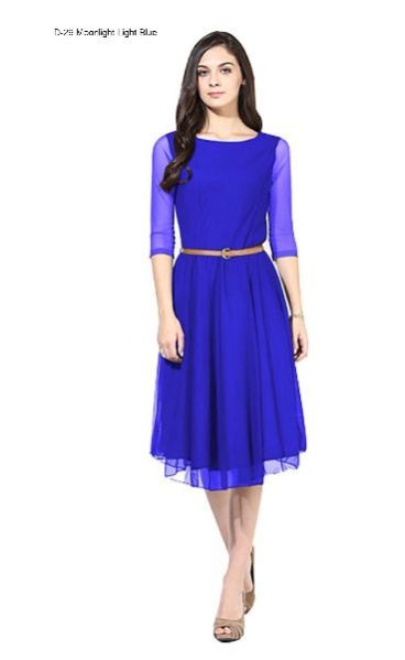 D-29 Moonlight Light Blue One Piece Frock Dress