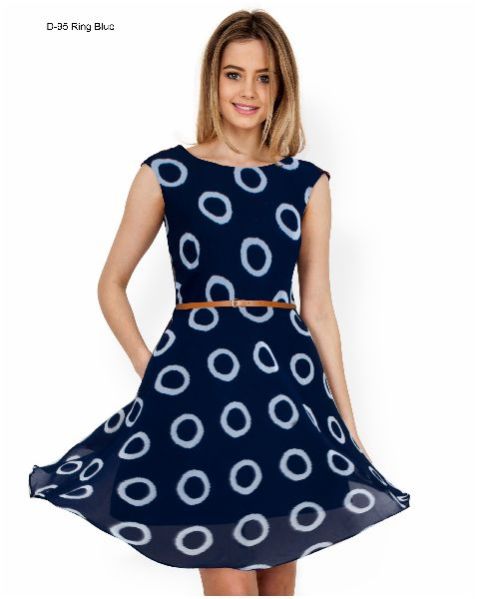 D-95 Ring Blue One Piece Frock Dress