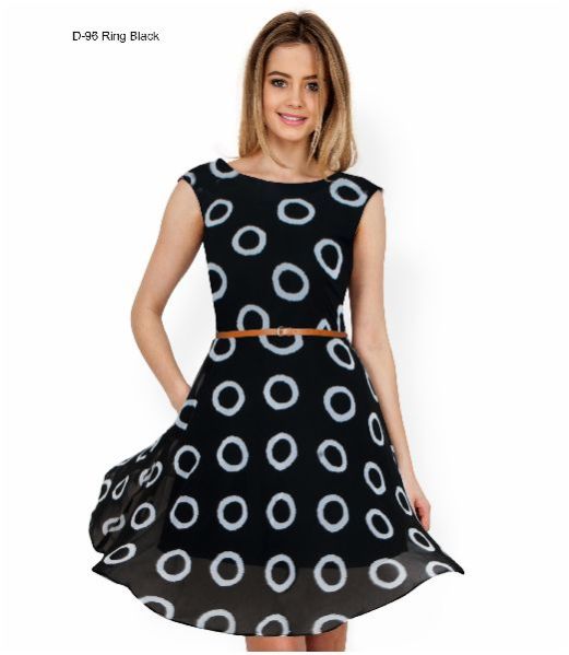 D-96 Ring Black One Piece Frock Dress