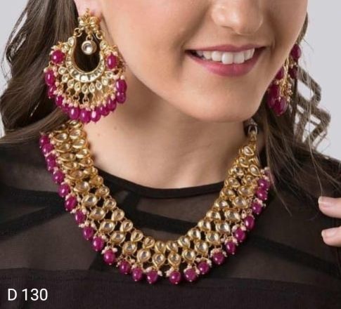 Party Wear Stone & Kundan Necklace Set 11