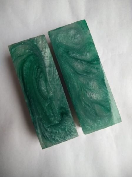 Acrylic Green & White Knife Scales RM RH 04