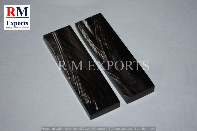 Water Buffalo Horn White Stripes Flat Polished Scales