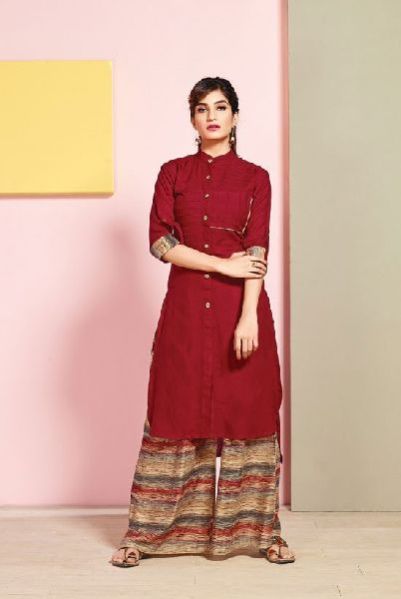 Rayon Cotton Kurti with Printed Palazzo 01