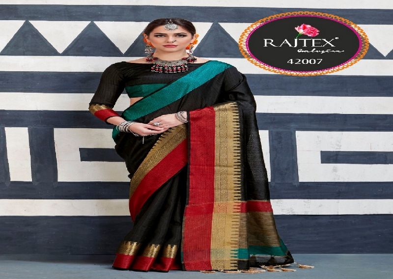 42007  Rajtex Kaleera silk nylon silk saree