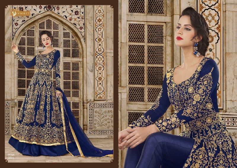 5601 Swagat SnowWhite Voilet 5600 Series Designer Anarkali Salwar Suit