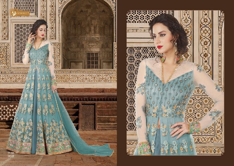 5602 Swagat SnowWhite Voilet 5600 Series Designer Anarkali Salwar Suit
