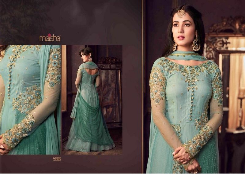 5606 Swagat SnowWhite Voilet 5600 Series Designer Anarkali Salwar Suit  .