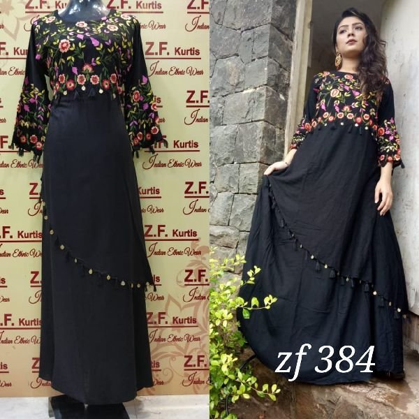 Rayon Fabric Long Dress 08