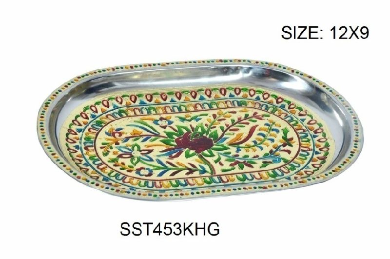 Gold Meenakari Serving Tray 02