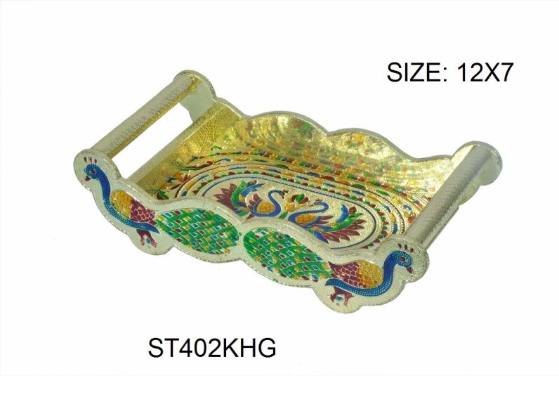 Gold Meenakari Serving Tray 04