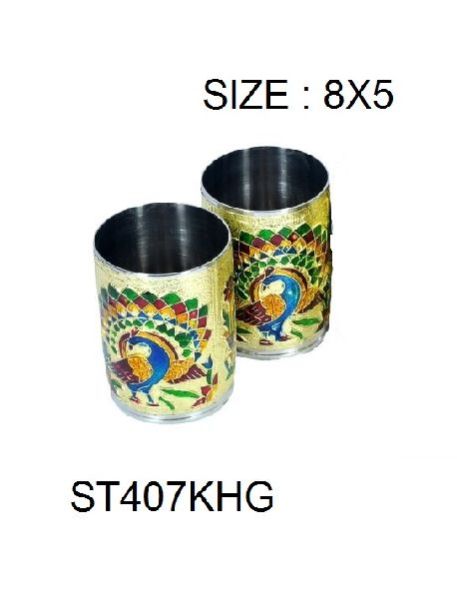 Gold Meenakari Serving Tray 09