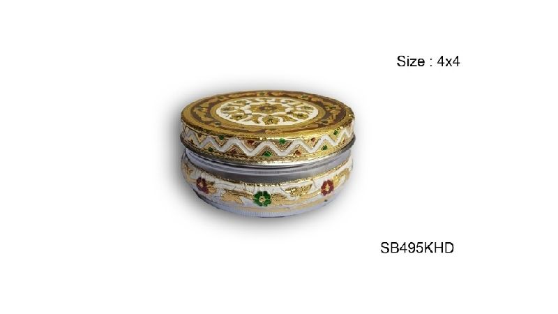 Gold Meenakari Steel Box 07