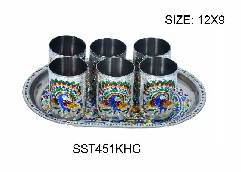 Silver Meenakari Serving Tray 01