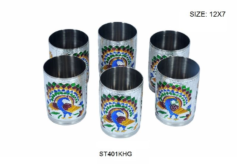 Silver Meenakari Serving Tray 03