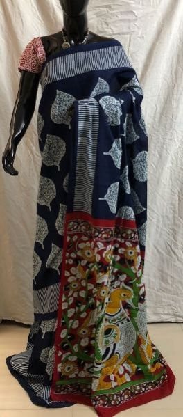Bagru Print Kalamkari Pallu Cotton Sarees