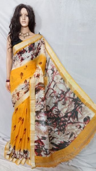 Digital Printed Linen Sarees