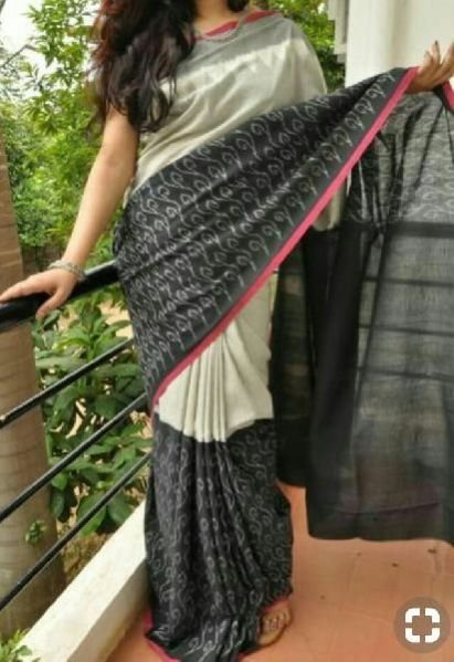 Ikat Design Printed Cotton Sarees