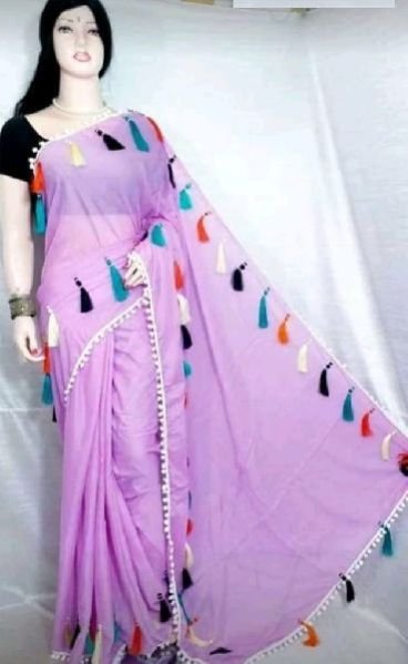 Khadi Pom Pom Handloom Sarees