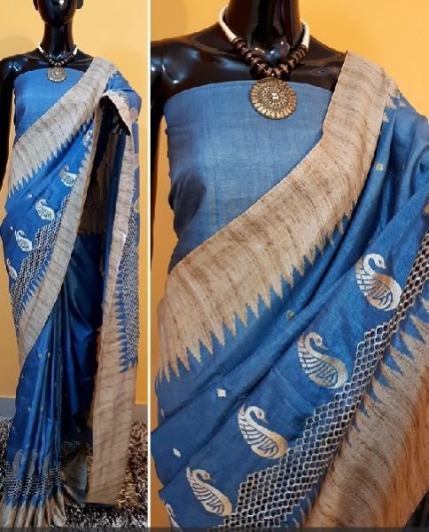 Tussar Ghicha Cutwork Sarees