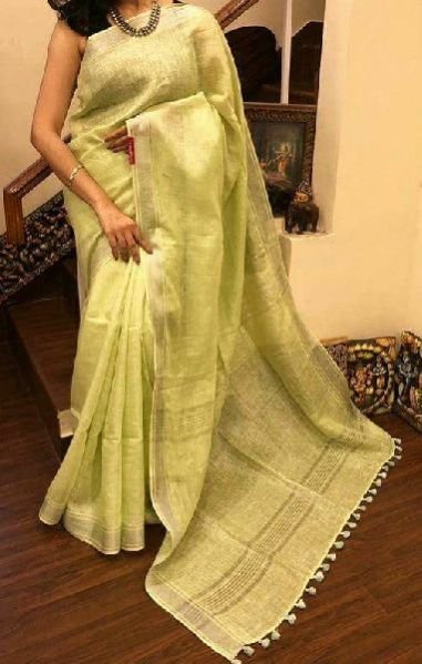 Zari Linen Handloom Sarees