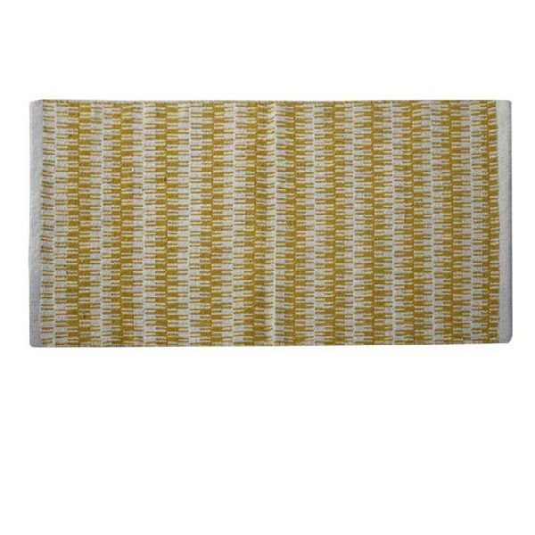 White & Yellow Hand Tufted Cotton Plain Border Rug 03