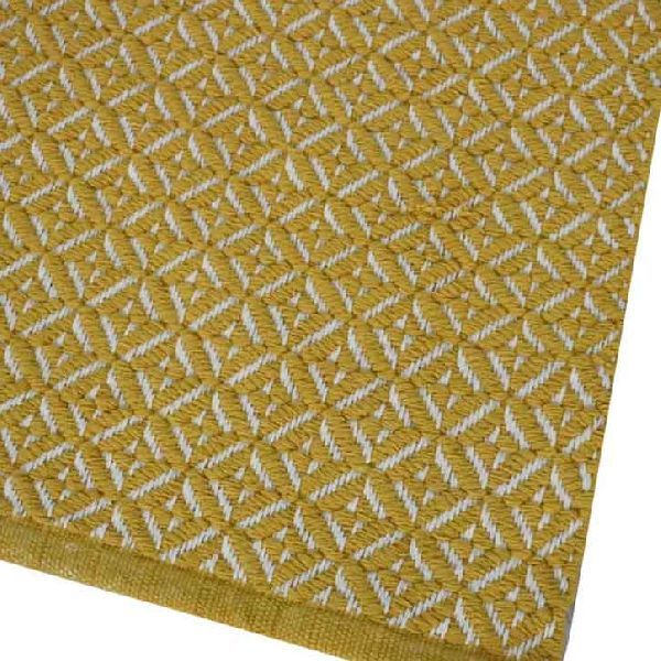 Yellow Hand Flat Woven Pattern Cotton Rug 03