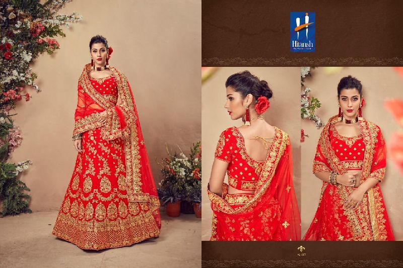 D No. S.02 Velvet Bridal Lehenga