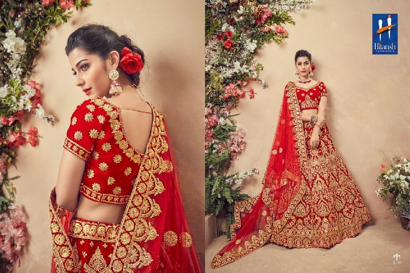D No. S.07 Velvet Bridal Lehenga