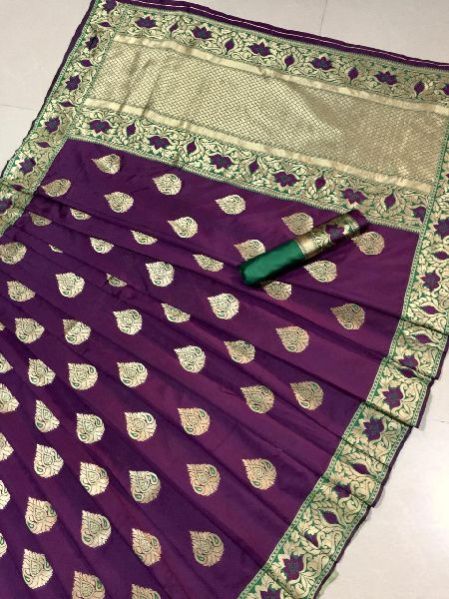 Purple Printed Meenakari Banarasi Sarees 02