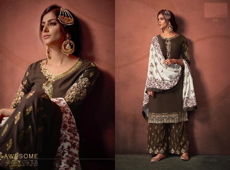 616 Sarthi Vol-3 Heavy Maslin Palazzo Suit 01
