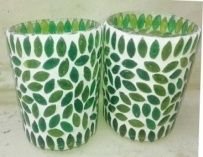 JSE-186 Glass Mosaic T-Light Candle Holder