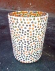 JSE-204 Glass Mosaic T-Light Candle Holder