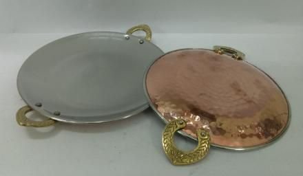 Copper Steel Hammered Round Tawa  02