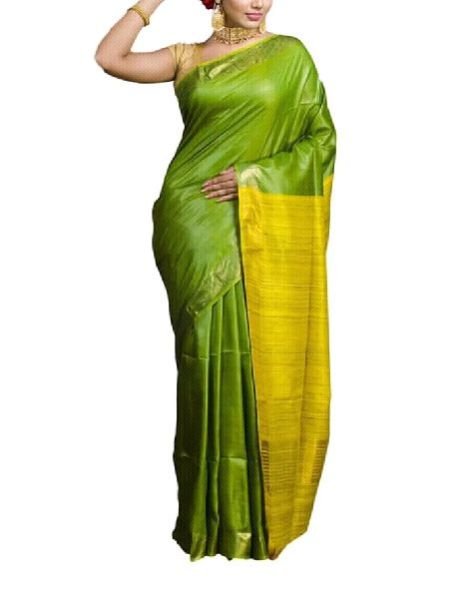Silk Staple Ghicha Pallu With Zari Border Saree 03