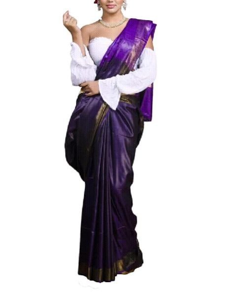 Silk Staple Ghicha Pallu With Zari Border Saree 09