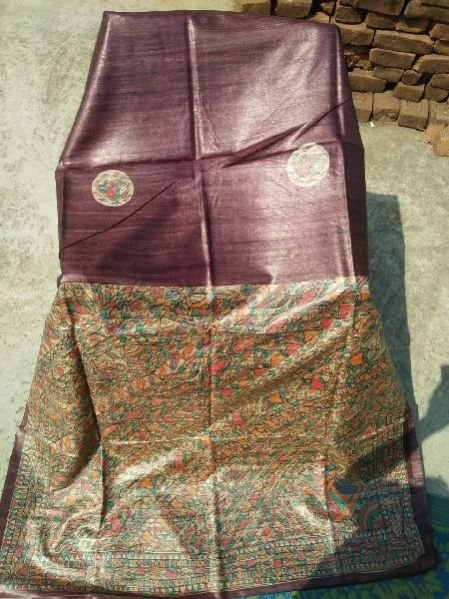 Tassar Ghicha Hand Painting Silk Saree 04