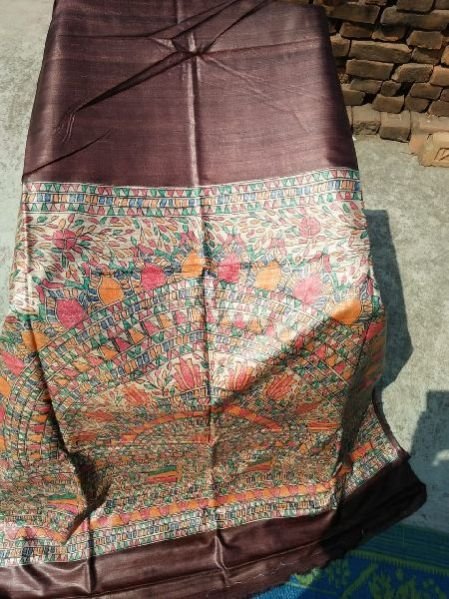 Tassar Ghicha Hand Painting Silk Saree 05