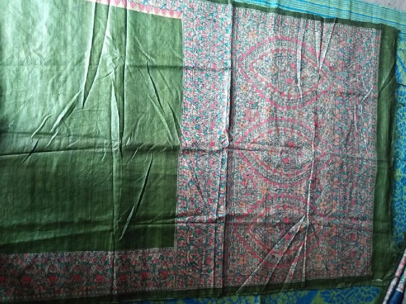 Tassar Ghicha Hand Painting Silk Saree 06