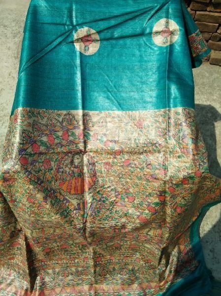 Tassar Ghicha Hand Painting Silk Saree 07